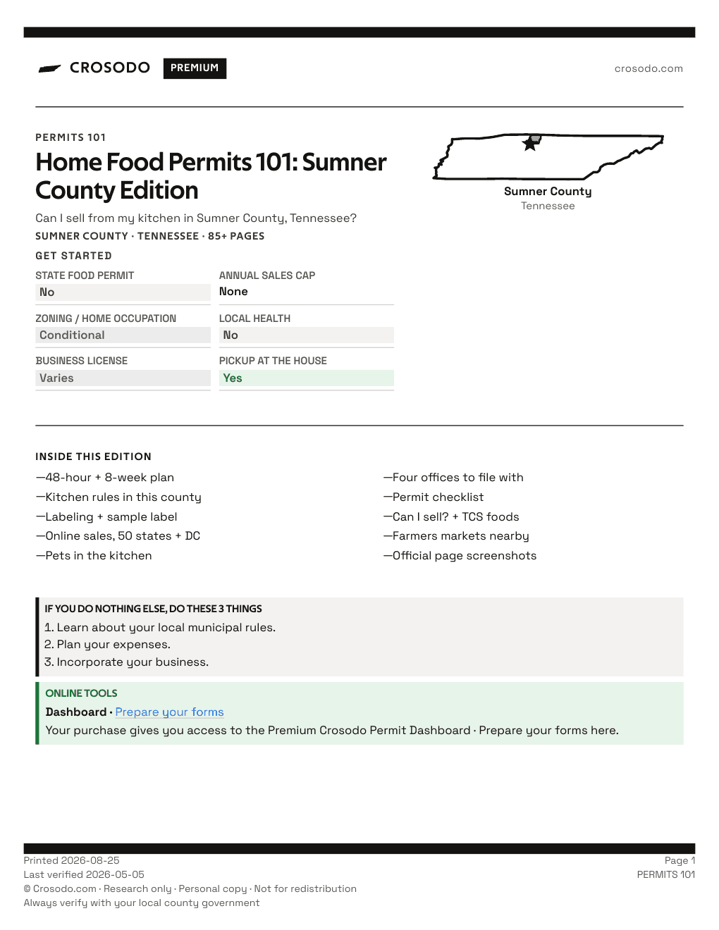 Permit Guide 101 cover for Sumner County