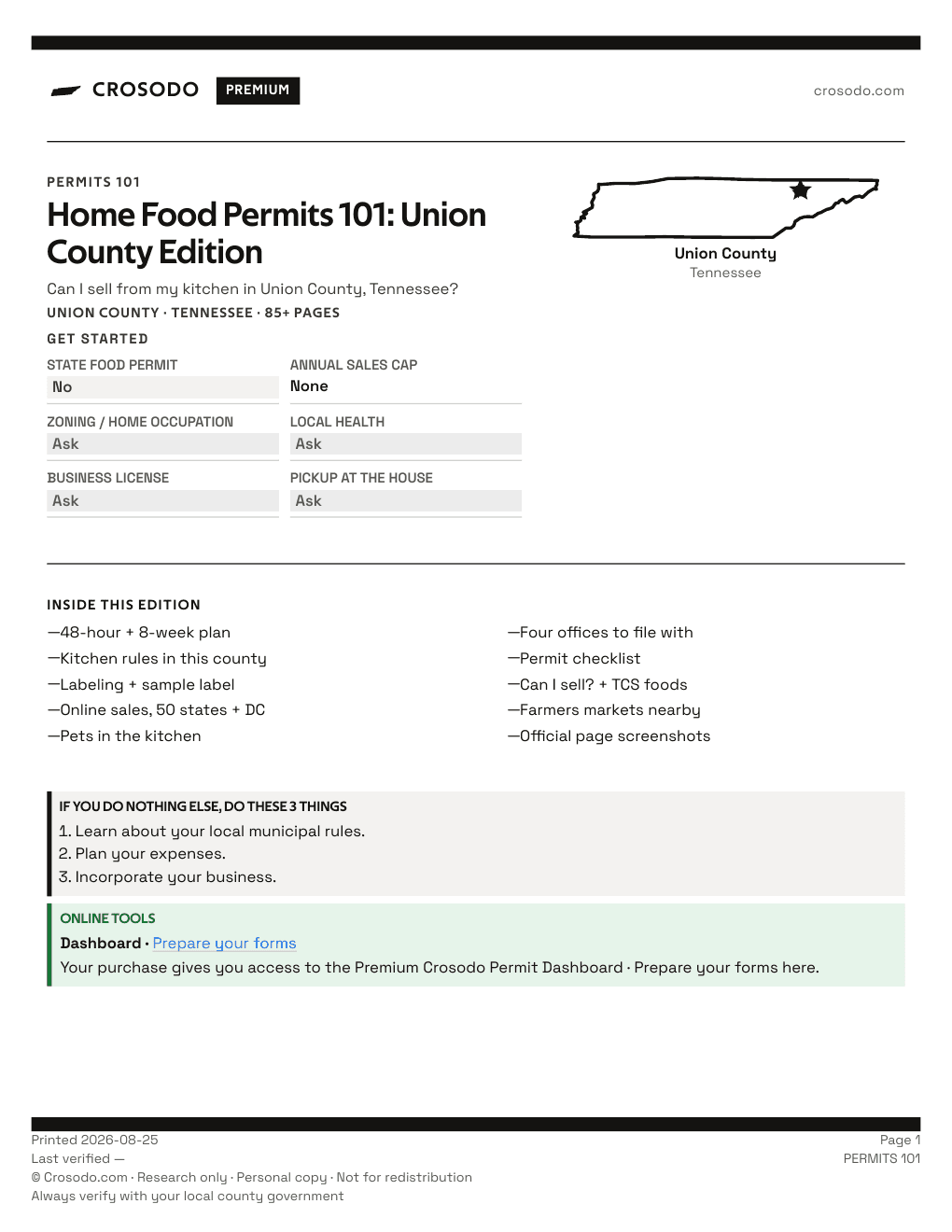 Permit Guide 101 cover for Union County