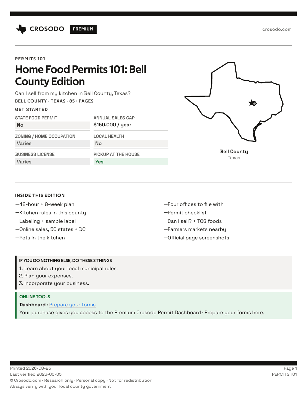 Permit Guide 101 cover for Bell County