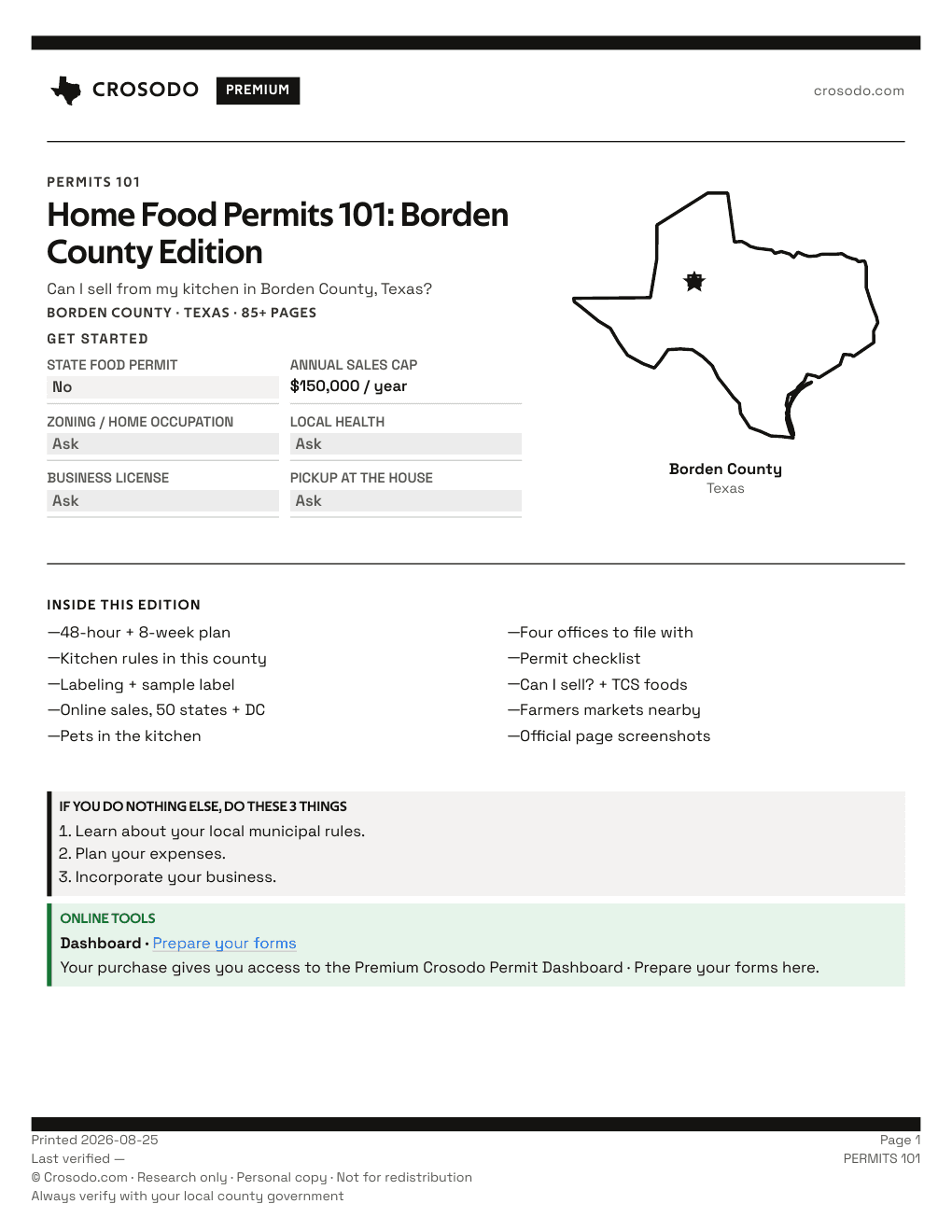 Permit Guide 101 cover for Borden County