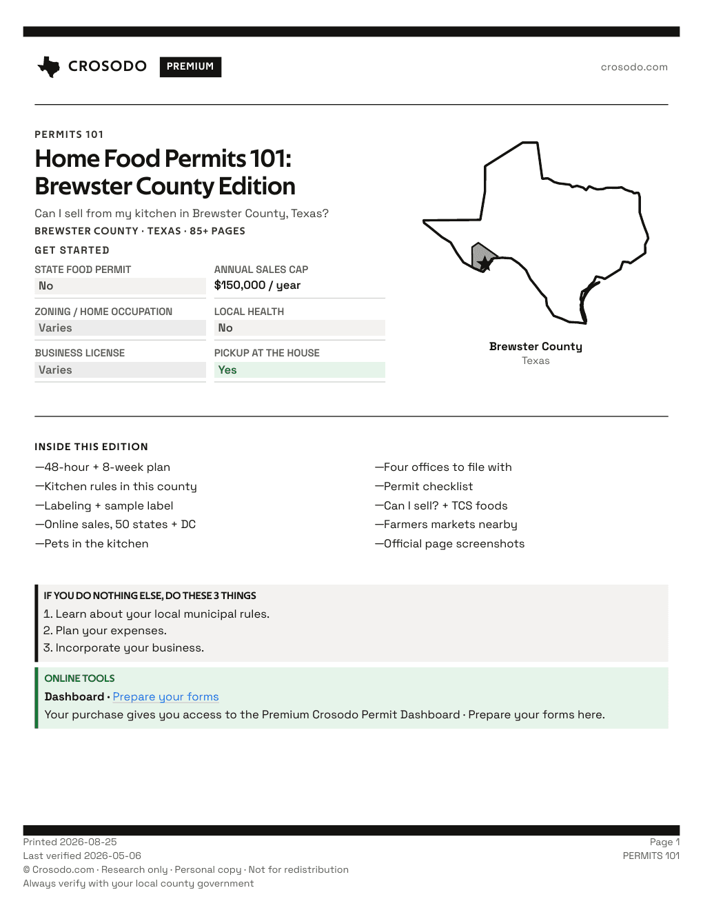 Permit Guide 101 cover for Brewster County