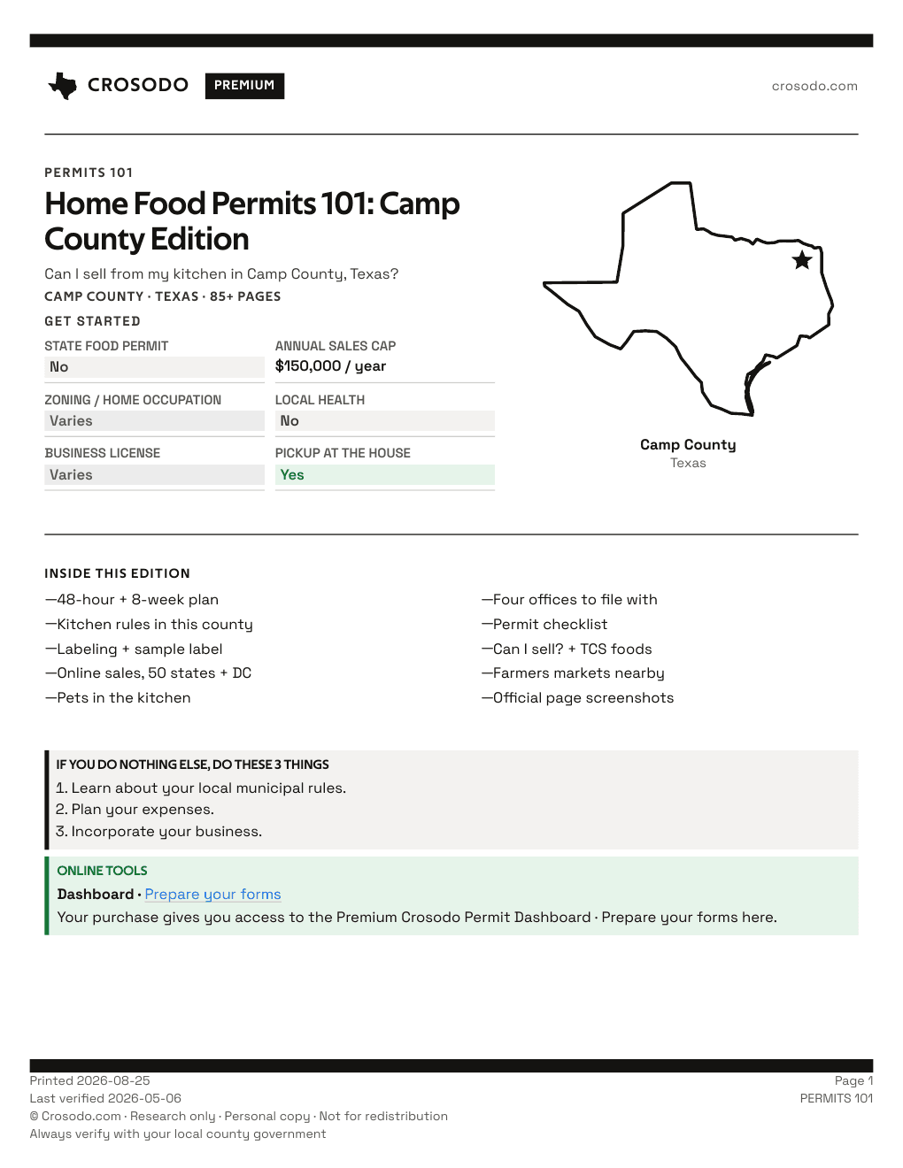 Permit Guide 101 cover for Camp County