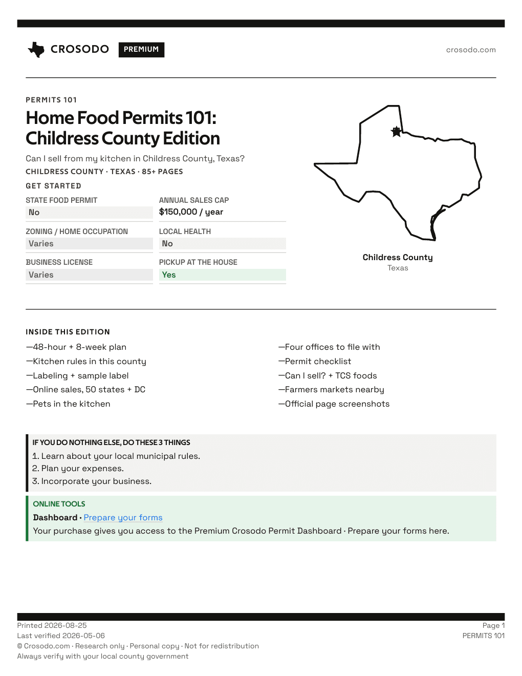 Permit Guide 101 cover for Childress County