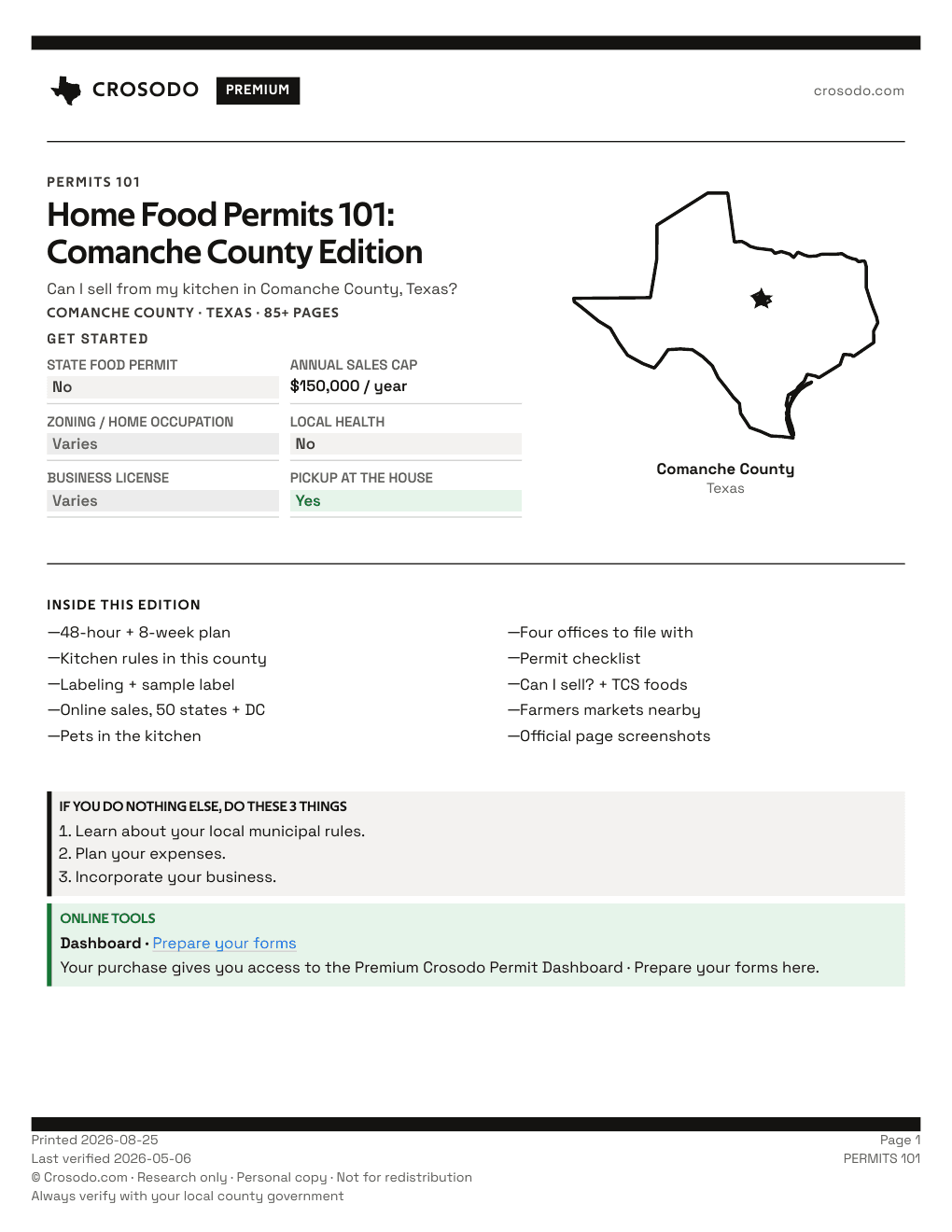 Permit Guide 101 cover for Comanche County