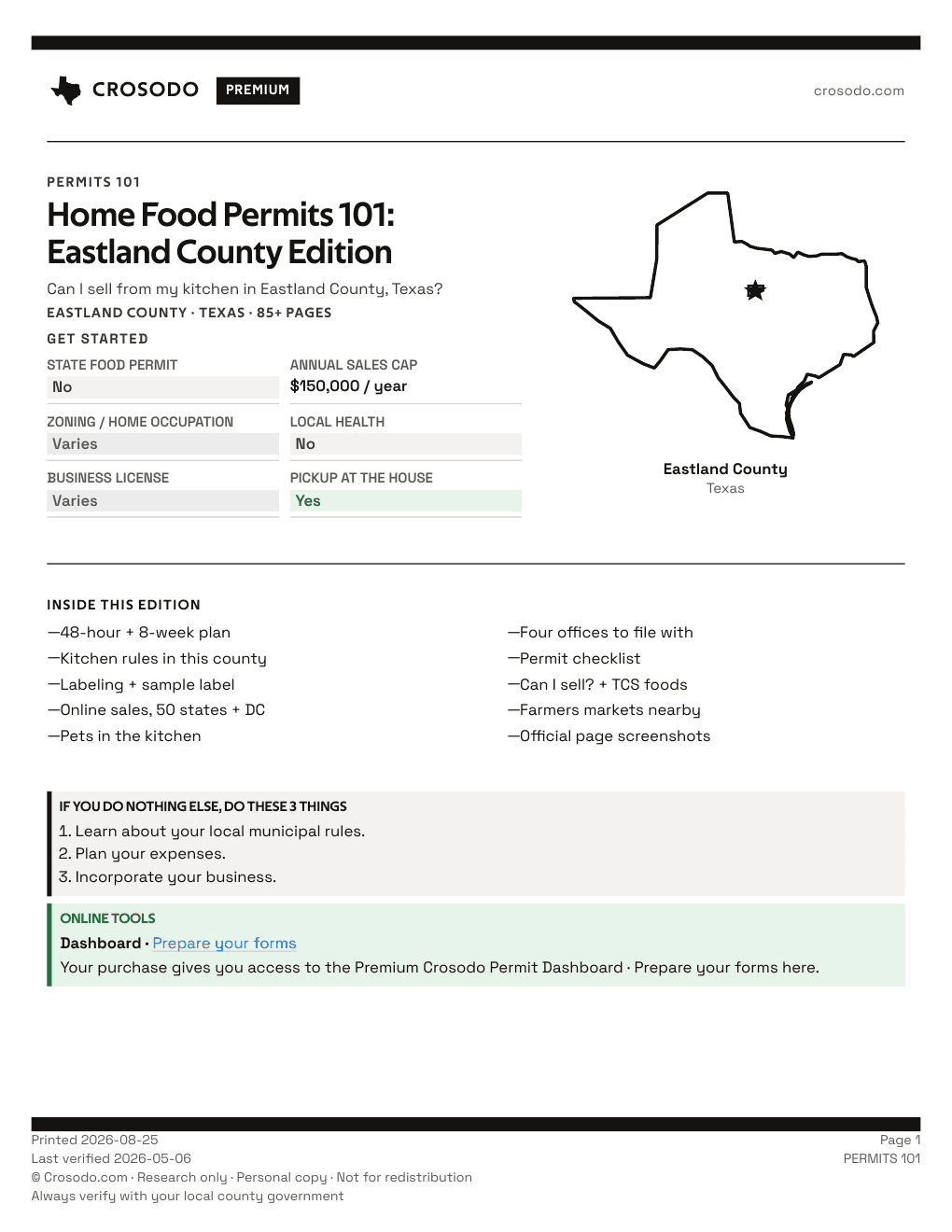 Permit Guide 101 cover for Eastland County