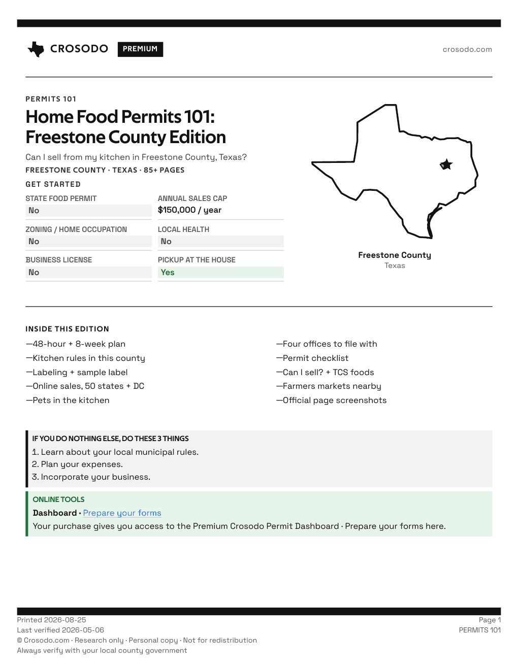 Permit Guide 101 cover for Freestone County