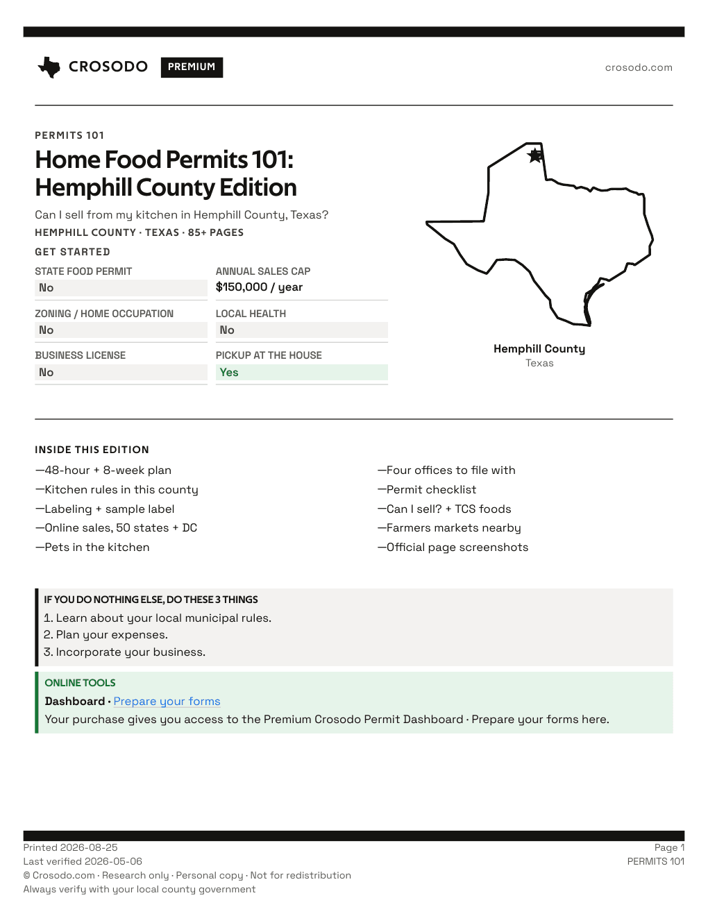 Permit Guide 101 cover for Hemphill County
