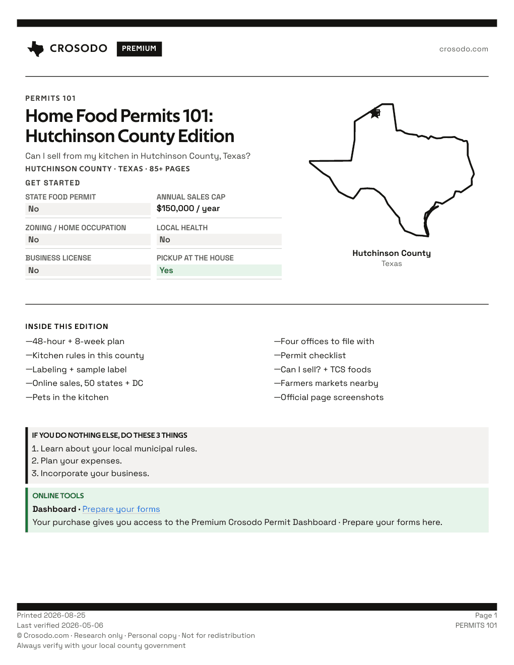 Permit Guide 101 cover for Hutchinson County