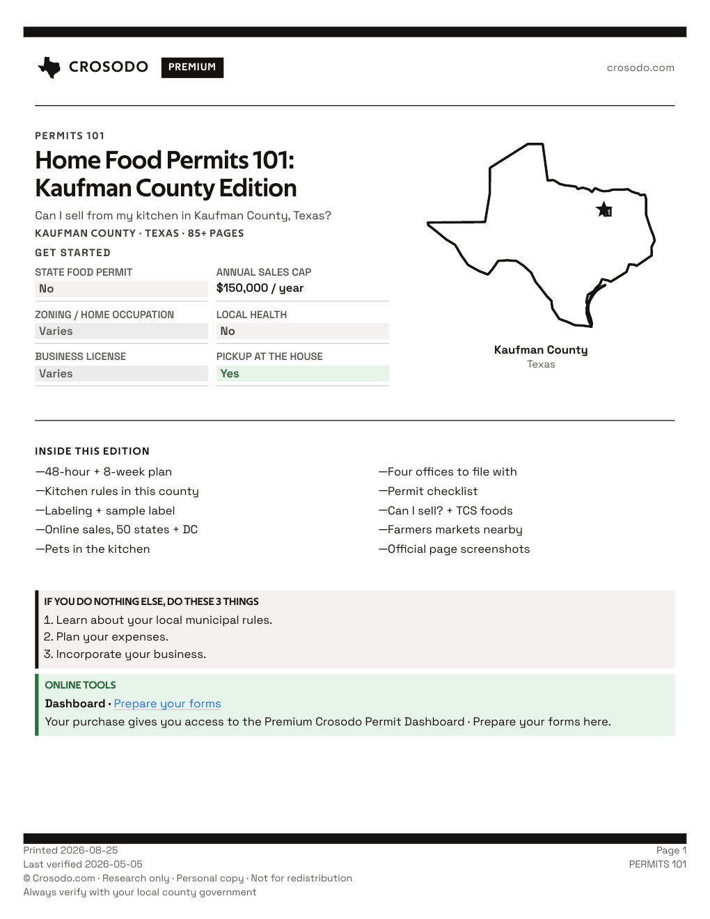 Permit Guide 101 cover for Kaufman County