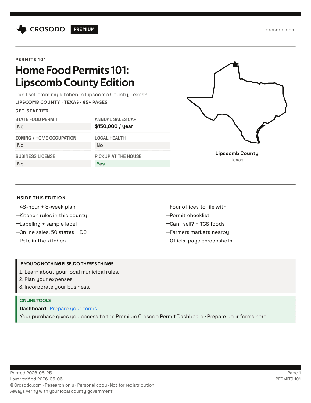 Permit Guide 101 cover for Lipscomb County