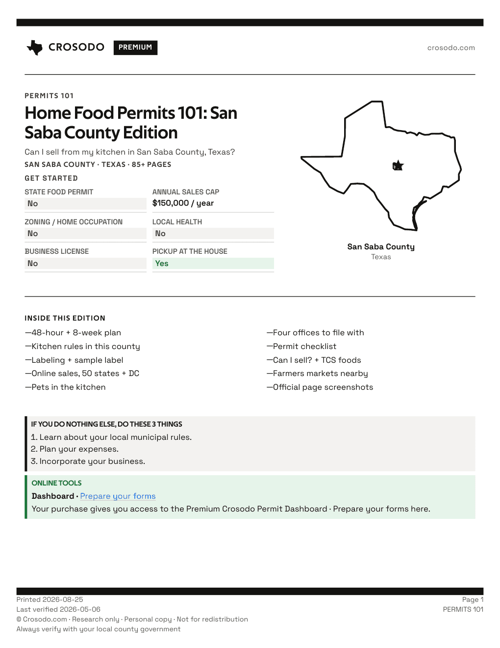 Permit Guide 101 cover for San Saba County