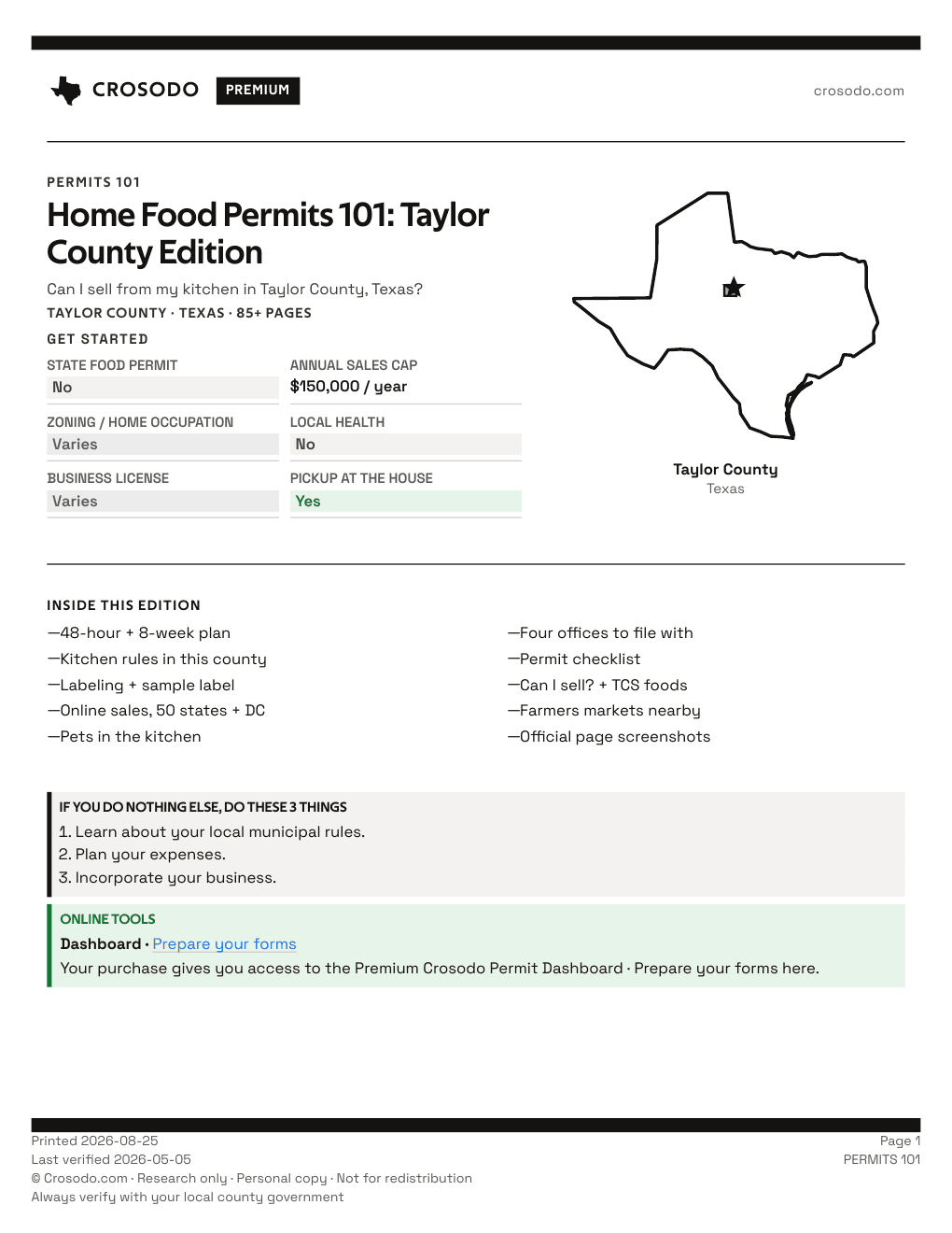 Permit Guide 101 cover for Taylor County