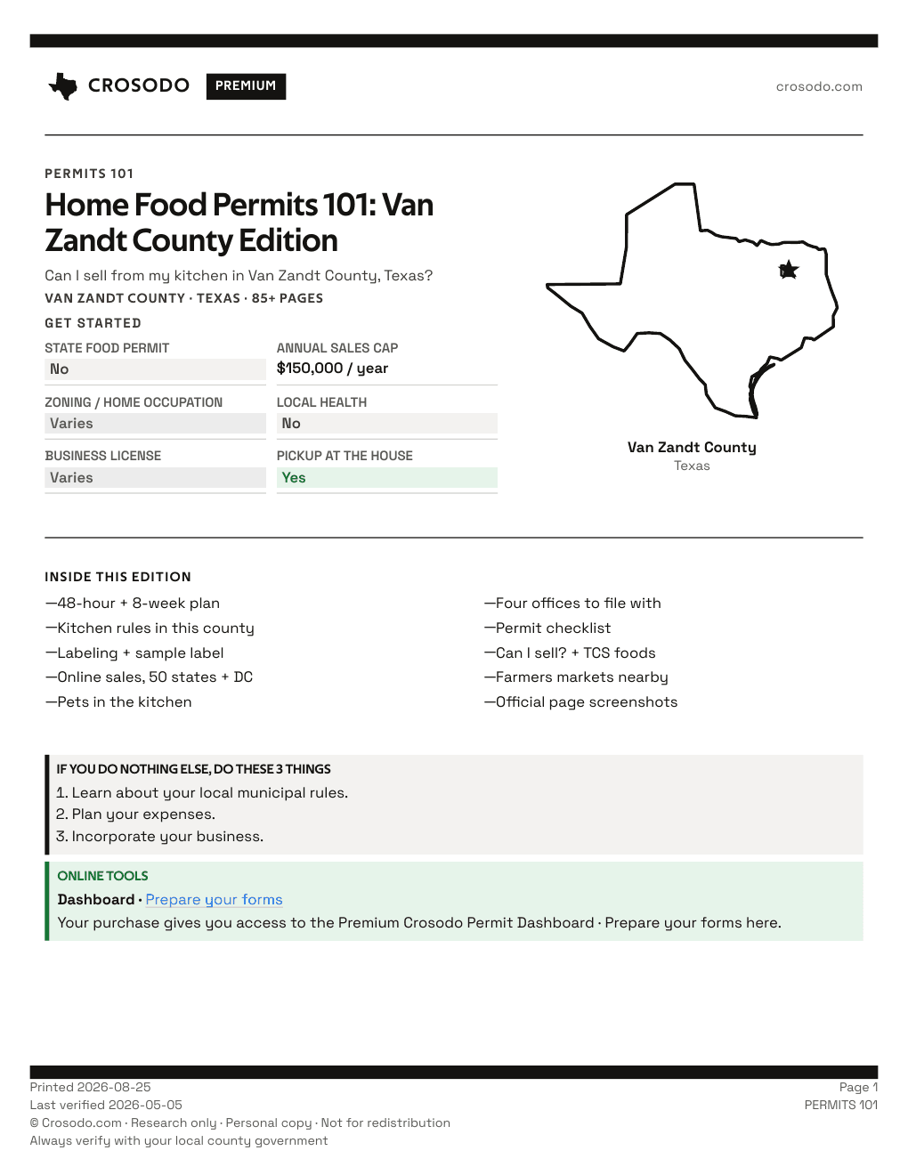Permit Guide 101 cover for Van Zandt County