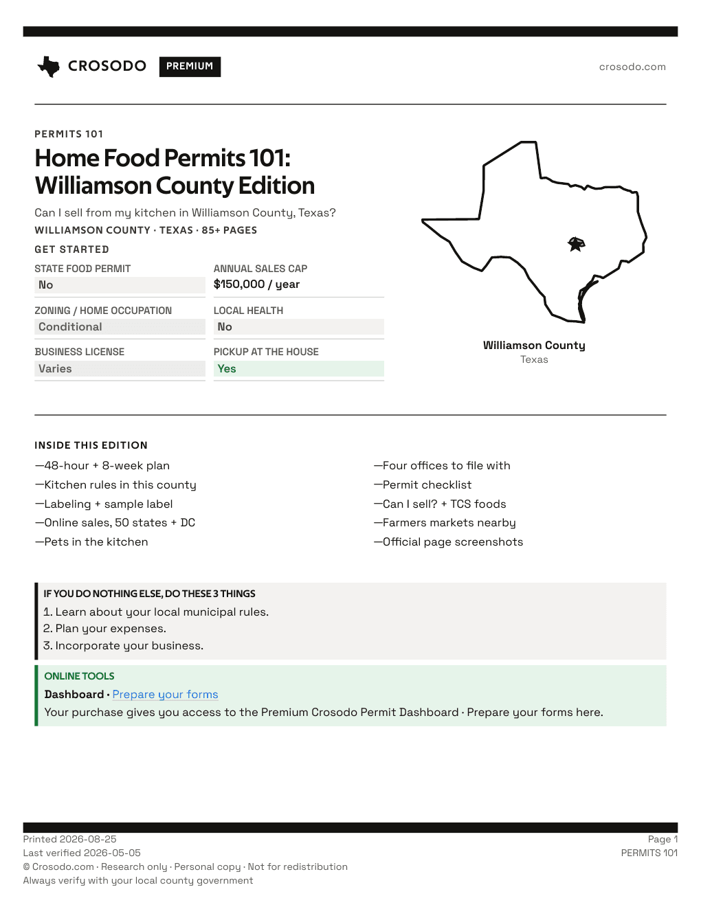 Permit Guide 101 cover for Williamson County