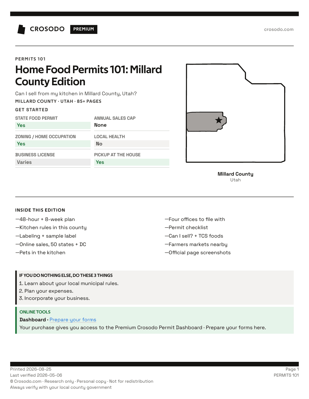 Permit Guide 101 cover for Millard County