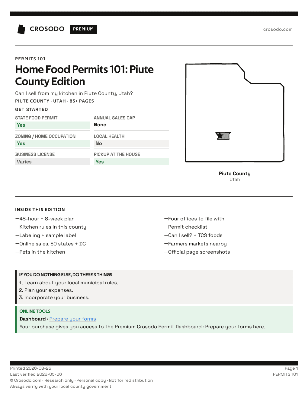 Permit Guide 101 cover for Piute County