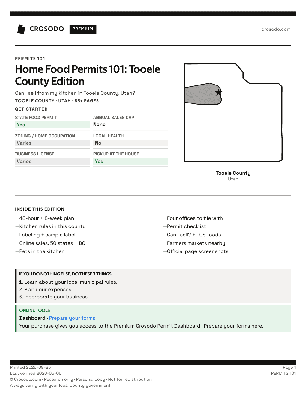 Permit Guide 101 cover for Tooele County