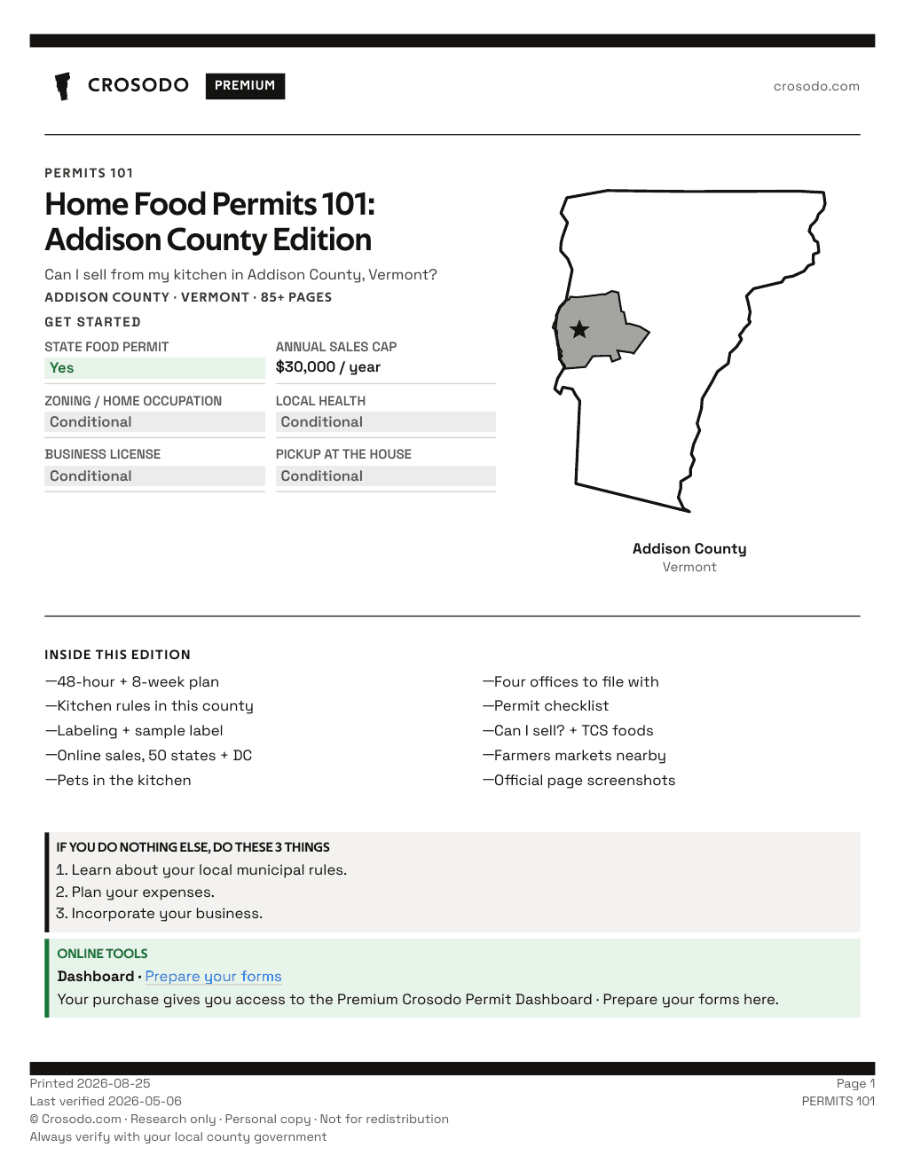 Permit Guide 101 cover for Addison County