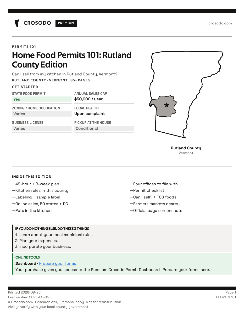 Permit Guide 101 cover for Rutland County