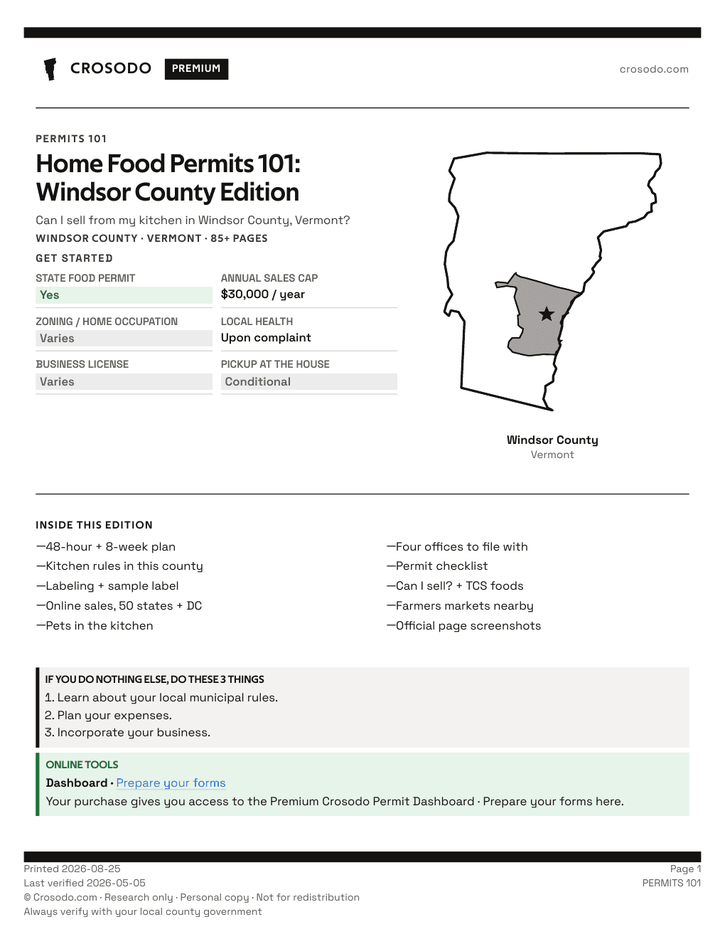 Permit Guide 101 cover for Windsor County
