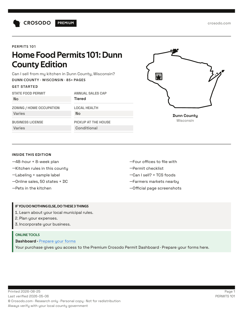 Permit Guide 101 cover for Dunn County