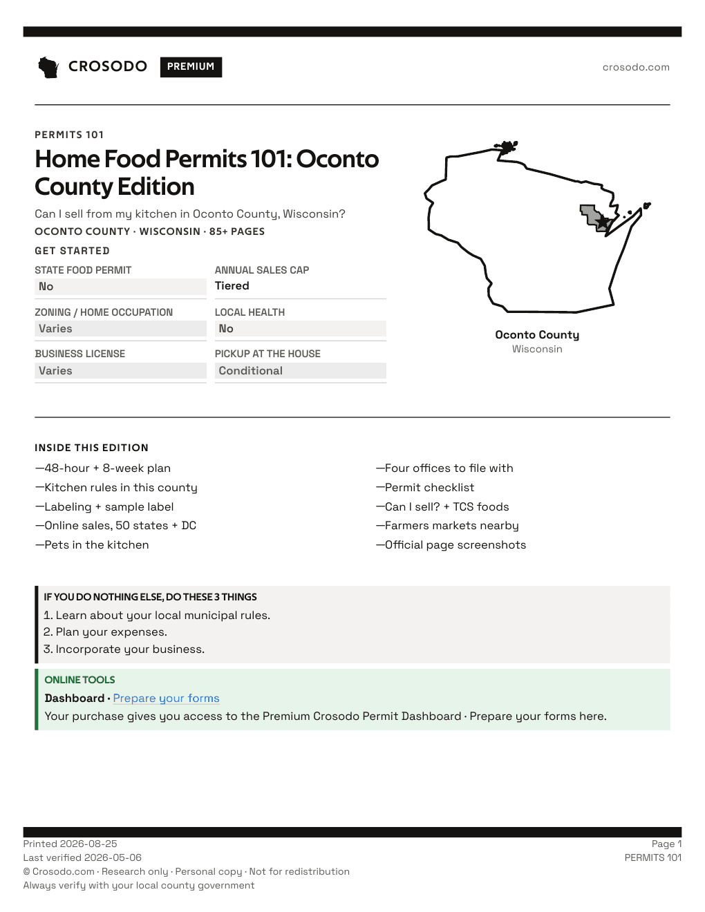 Permit Guide 101 cover for Oconto County