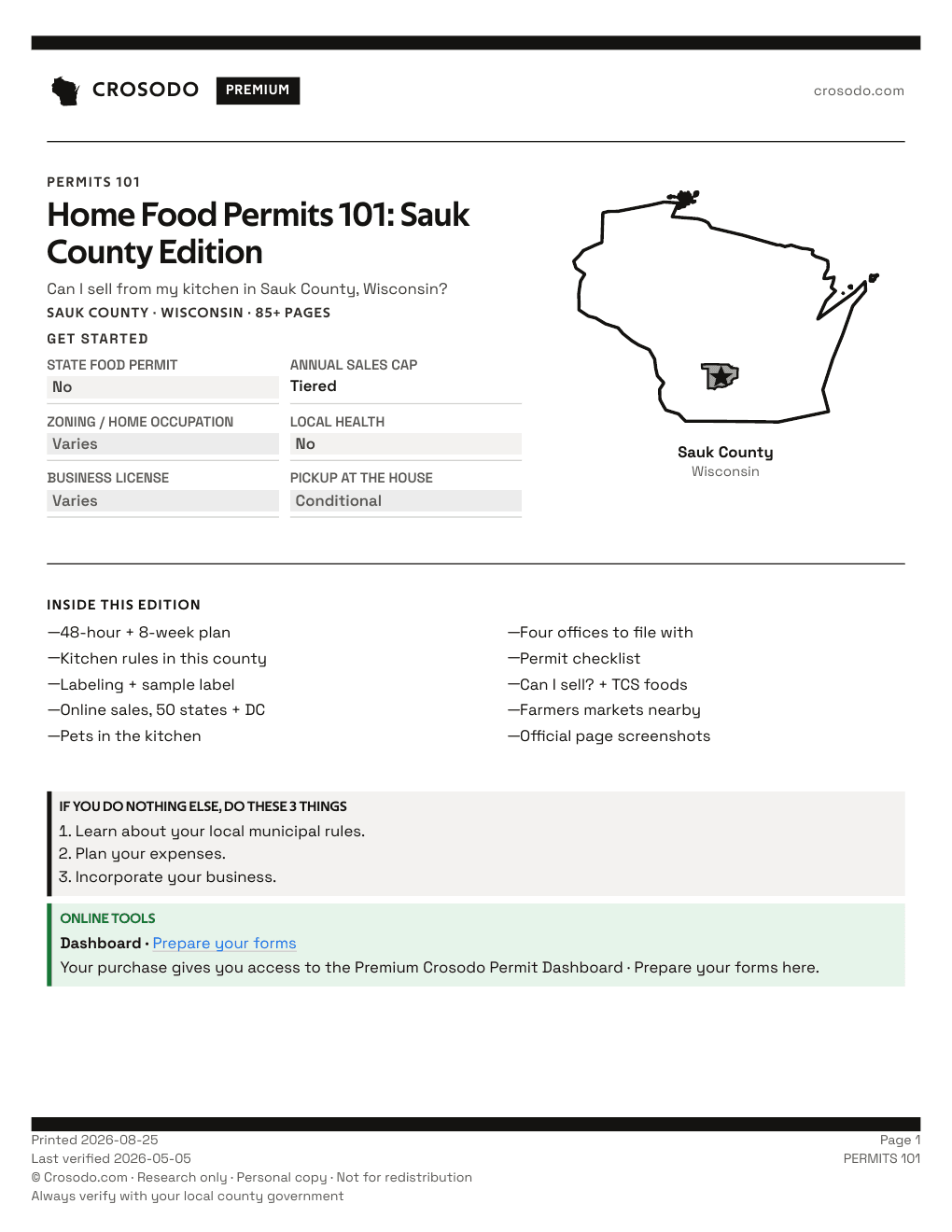 Permit Guide 101 cover for Sauk County