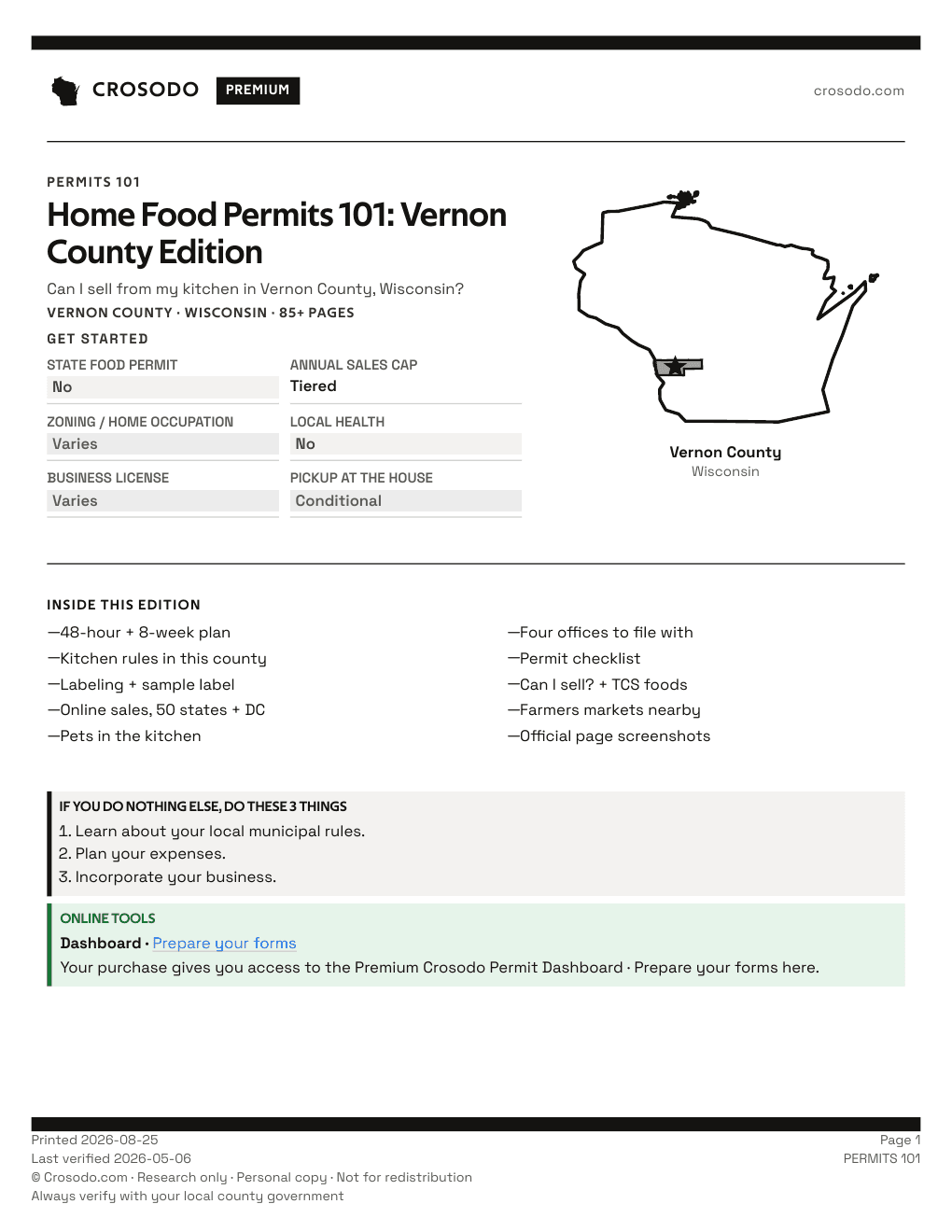 Permit Guide 101 cover for Vernon County