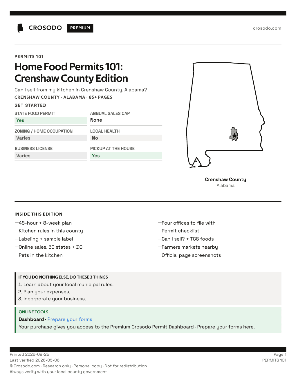 Permit Guide 101 cover for Crenshaw County