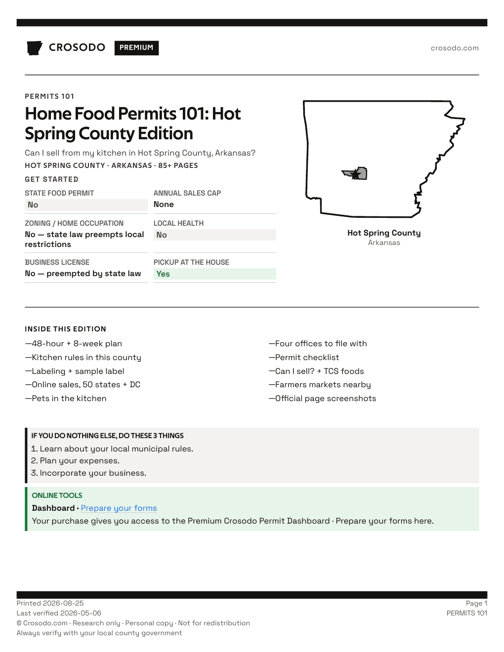 Permit Guide 101 cover for Hot Spring County