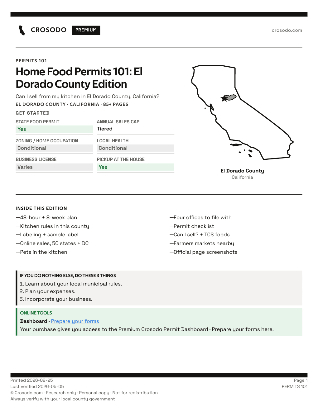 Permit Guide 101 cover for El Dorado County