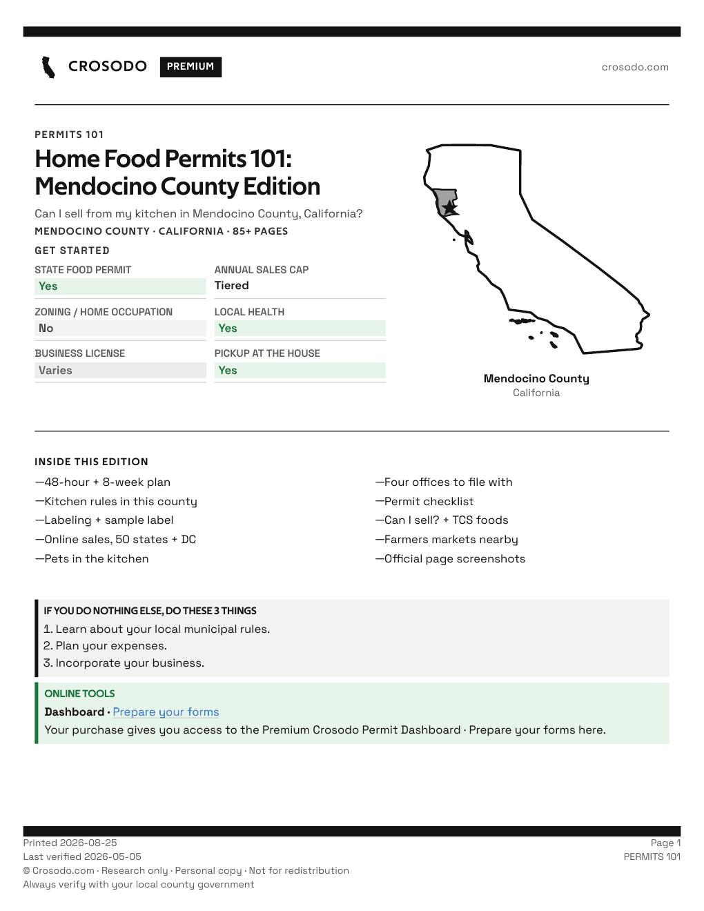 Permit Guide 101 cover for Mendocino County