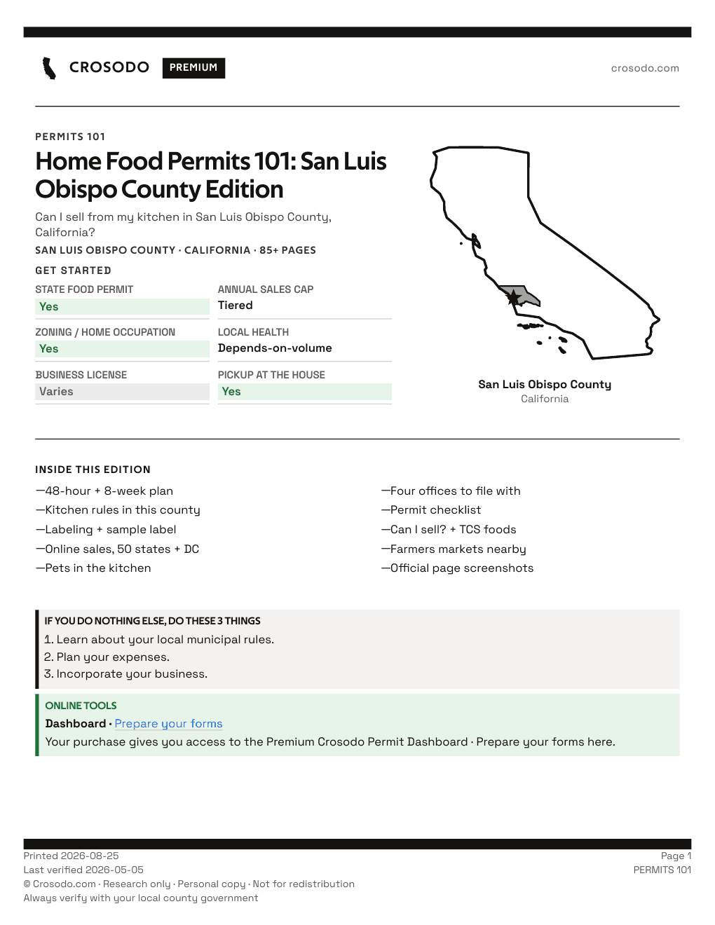 Permit Guide 101 cover for San Luis Obispo County