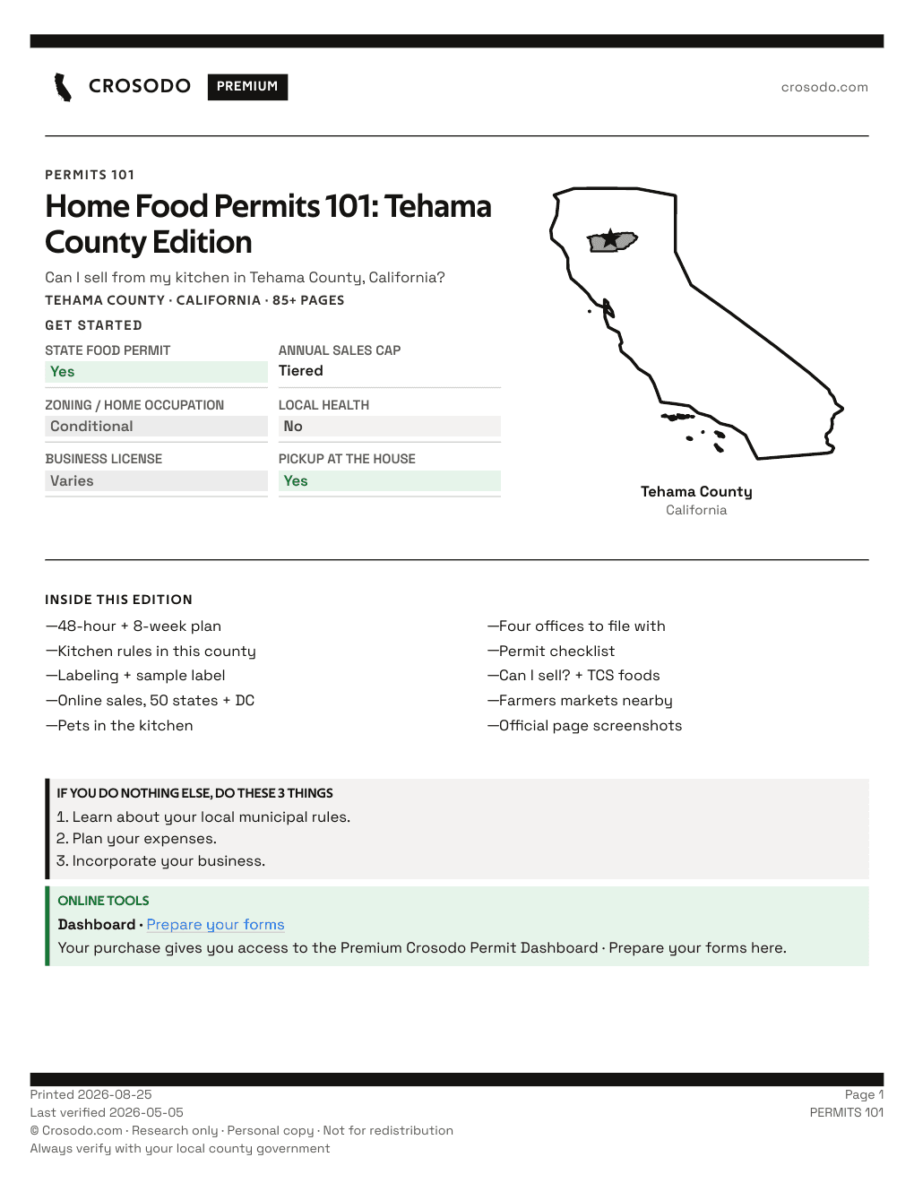 Permit Guide 101 cover for Tehama County