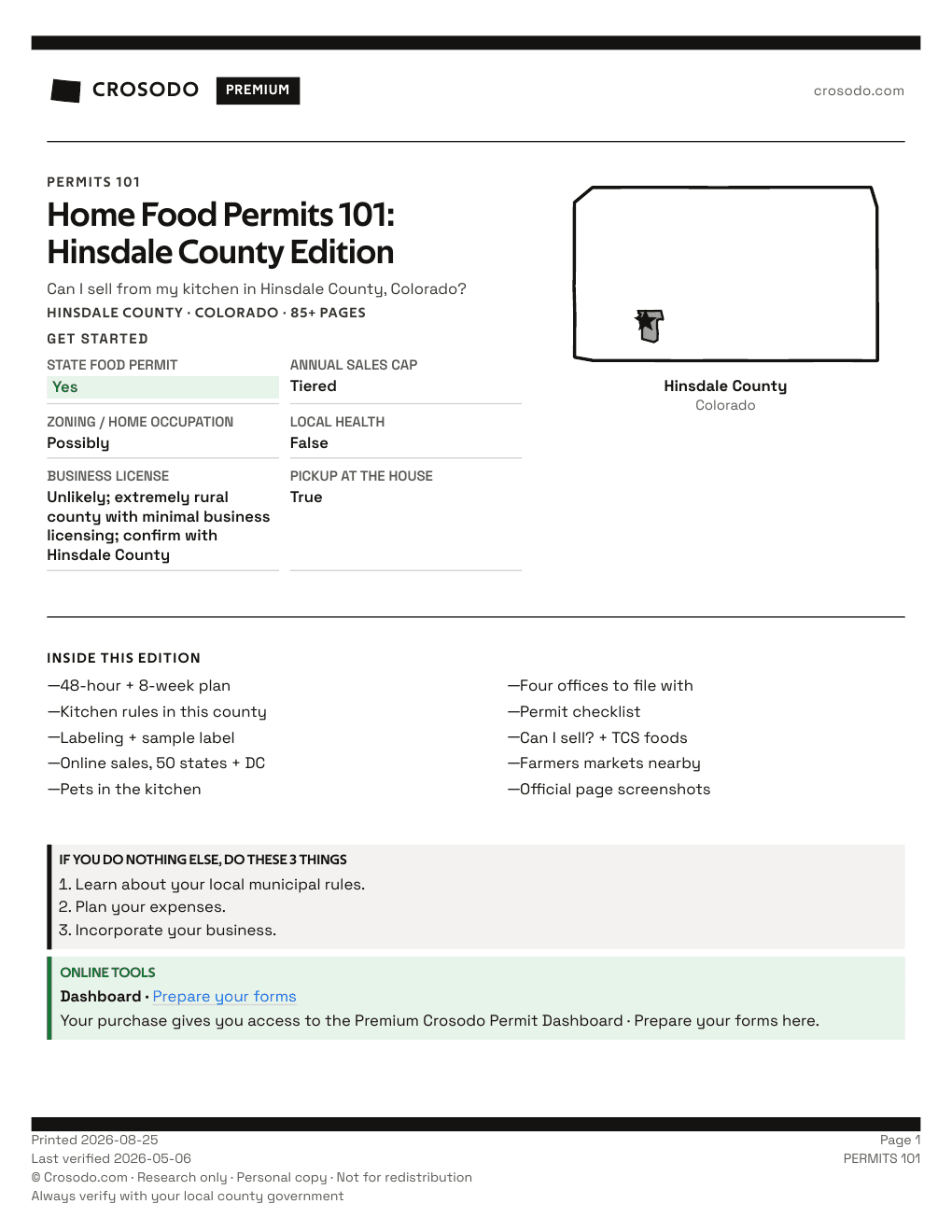 Permit Guide 101 cover for Hinsdale County