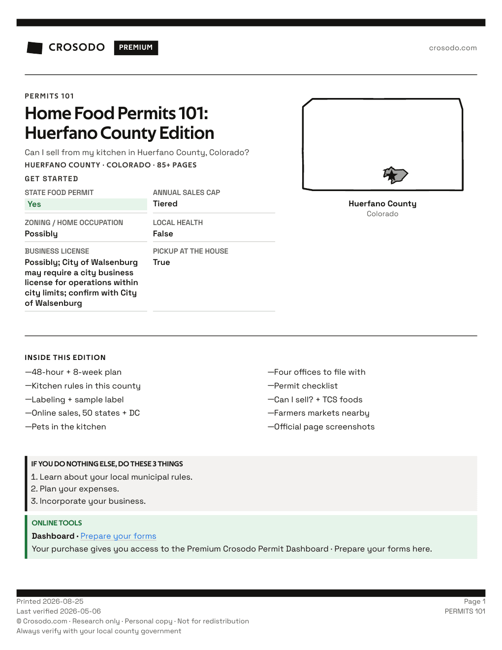 Permit Guide 101 cover for Huerfano County
