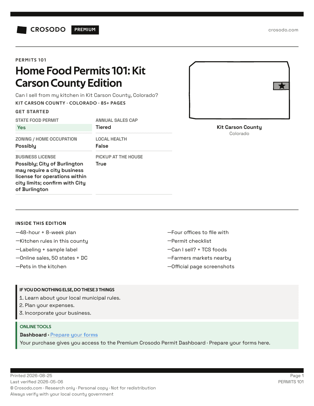 Permit Guide 101 cover for Kit Carson County