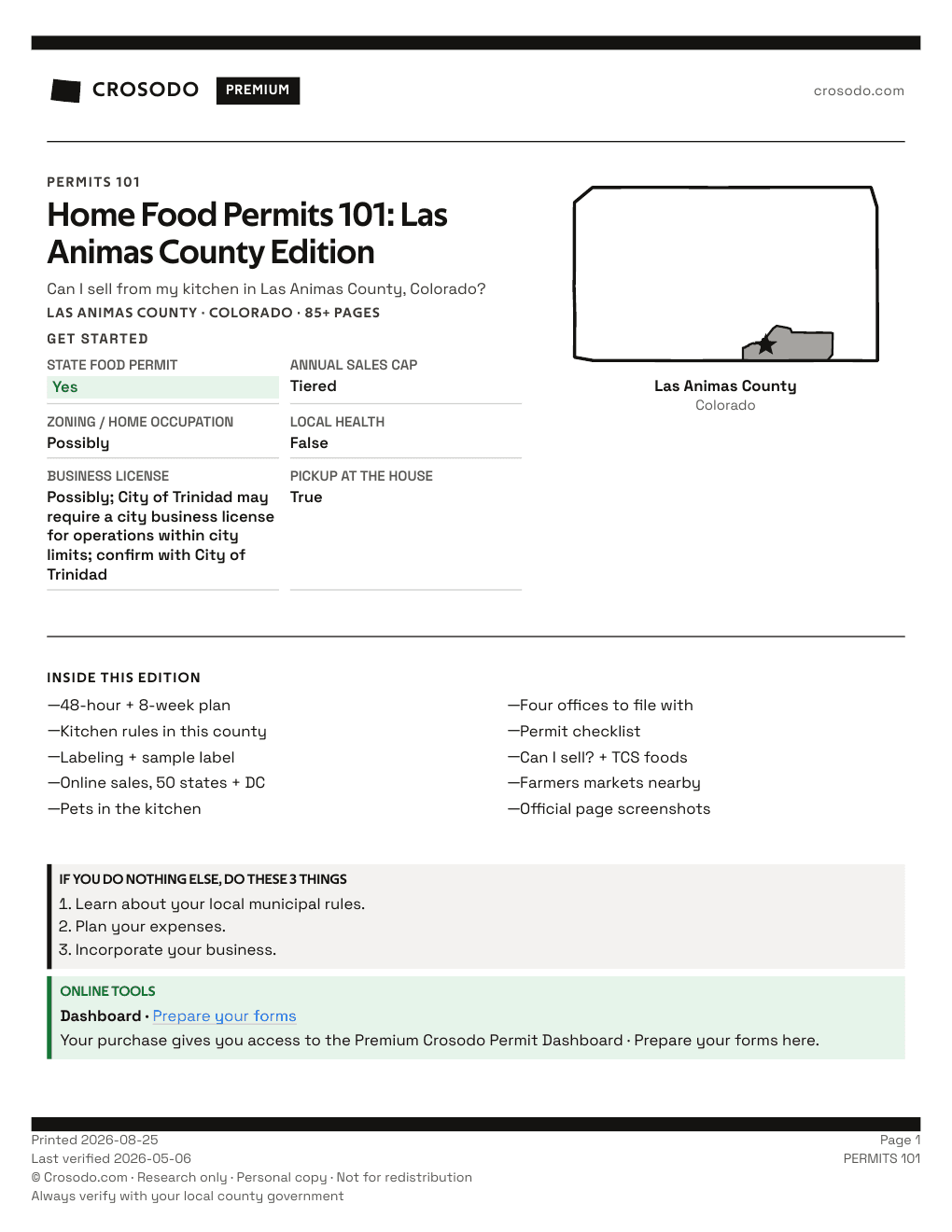 Permit Guide 101 cover for Las Animas County