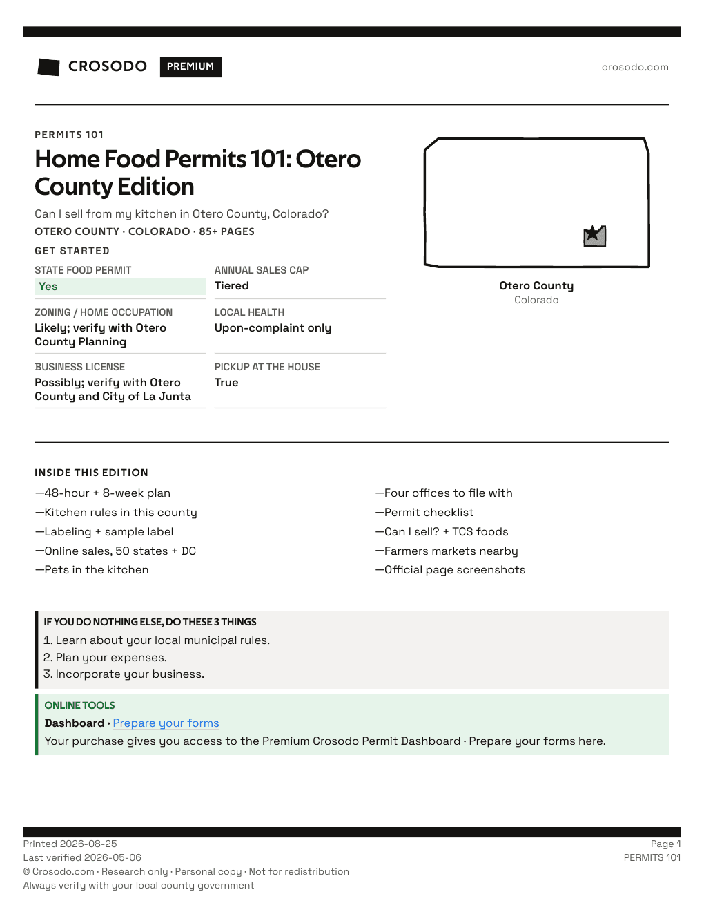 Permit Guide 101 cover for Otero County