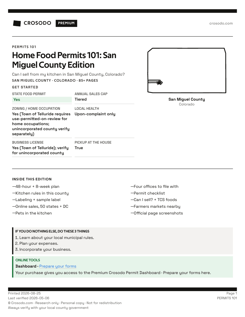 Permit Guide 101 cover for San Miguel County
