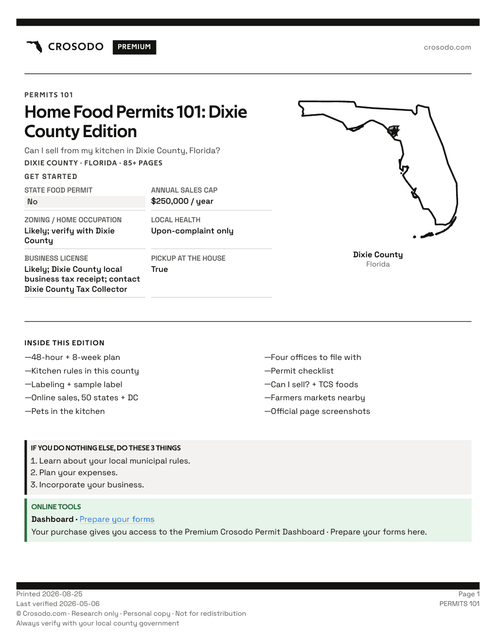 Permit Guide 101 cover for Dixie County