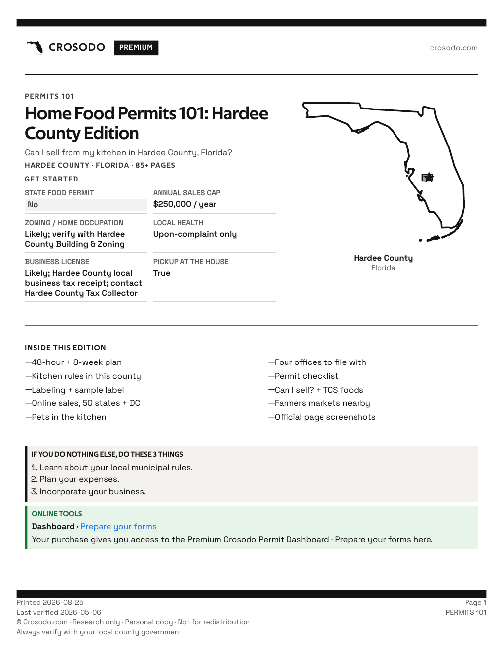 Permit Guide 101 cover for Hardee County