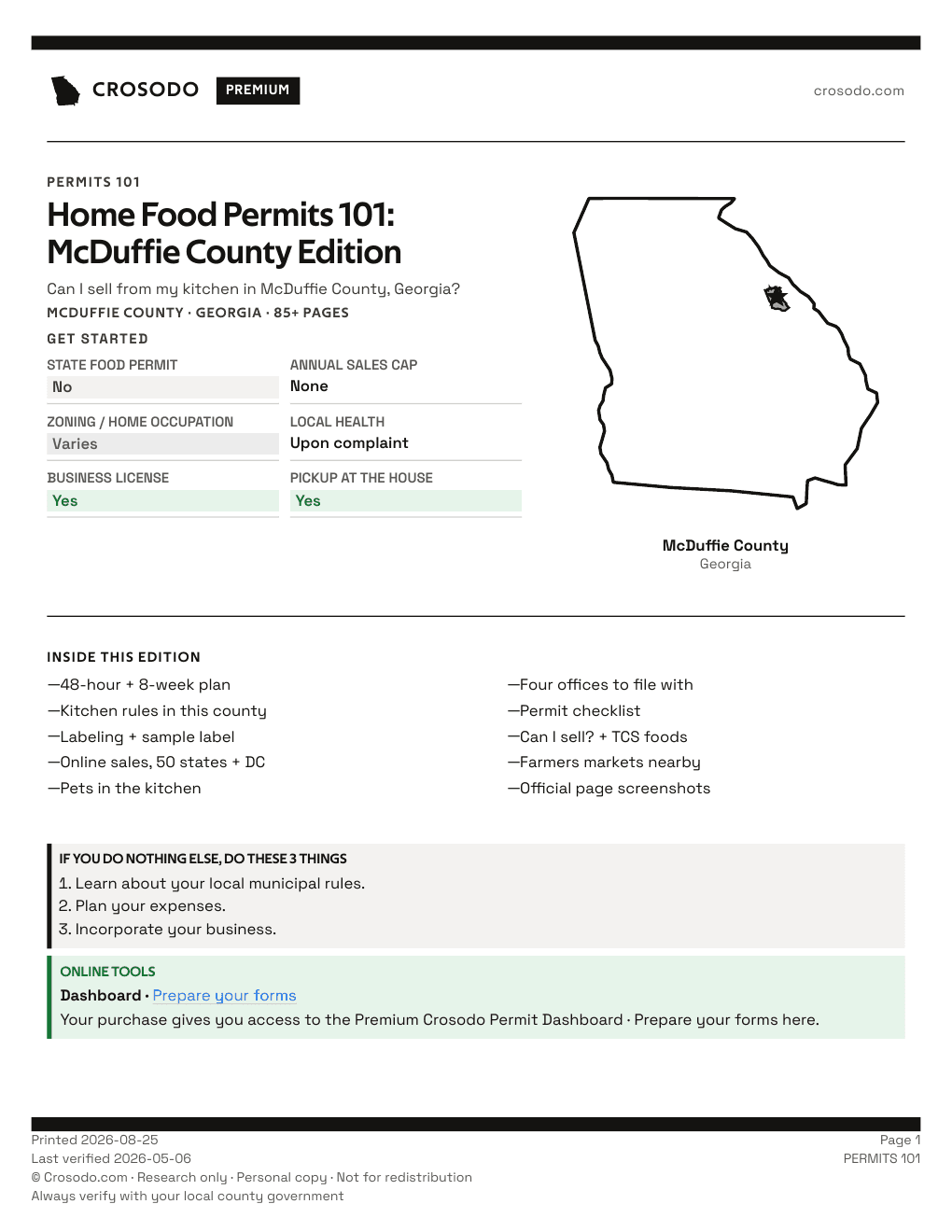 Permit Guide 101 cover for McDuffie County