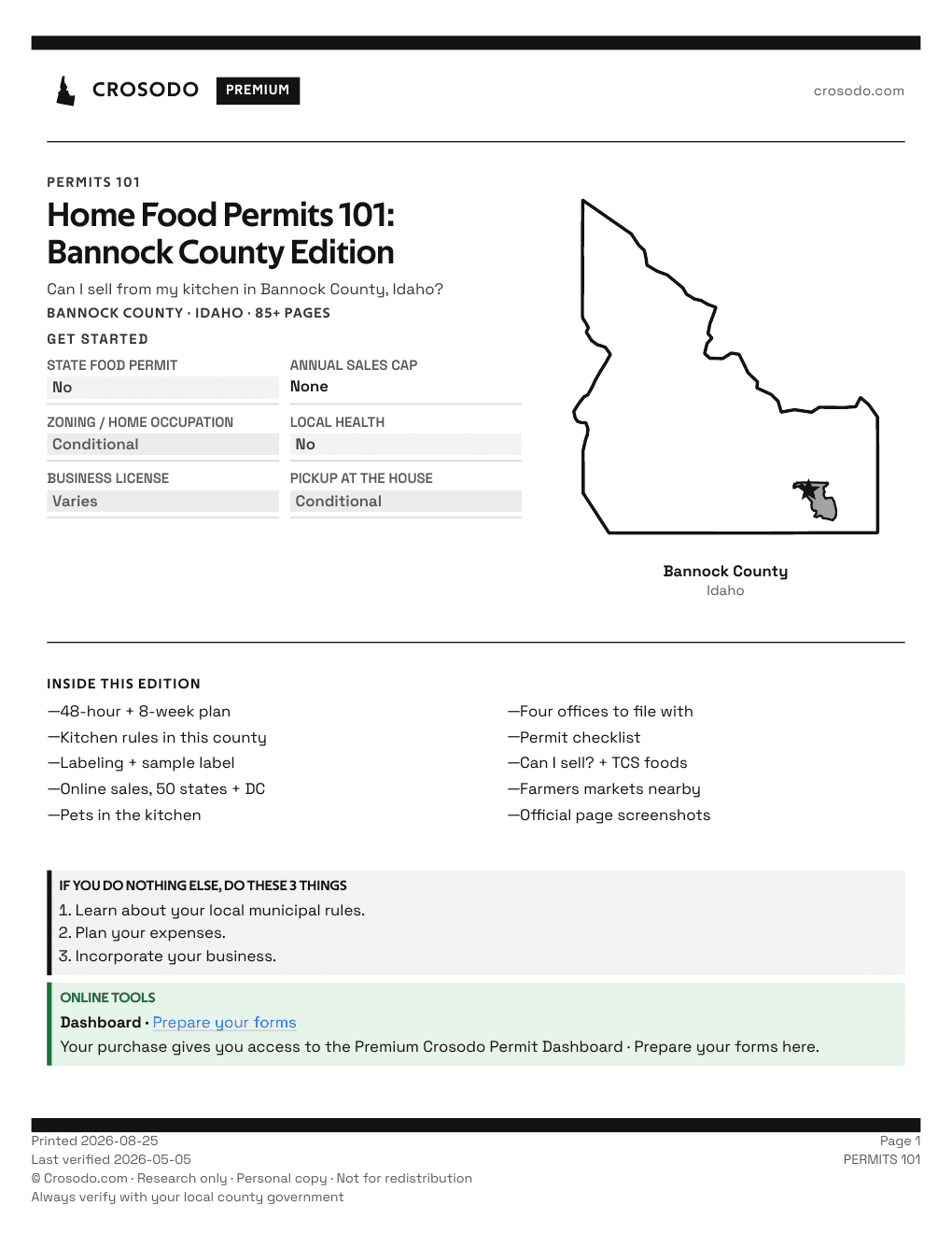 Permit Guide 101 cover for Bannock County