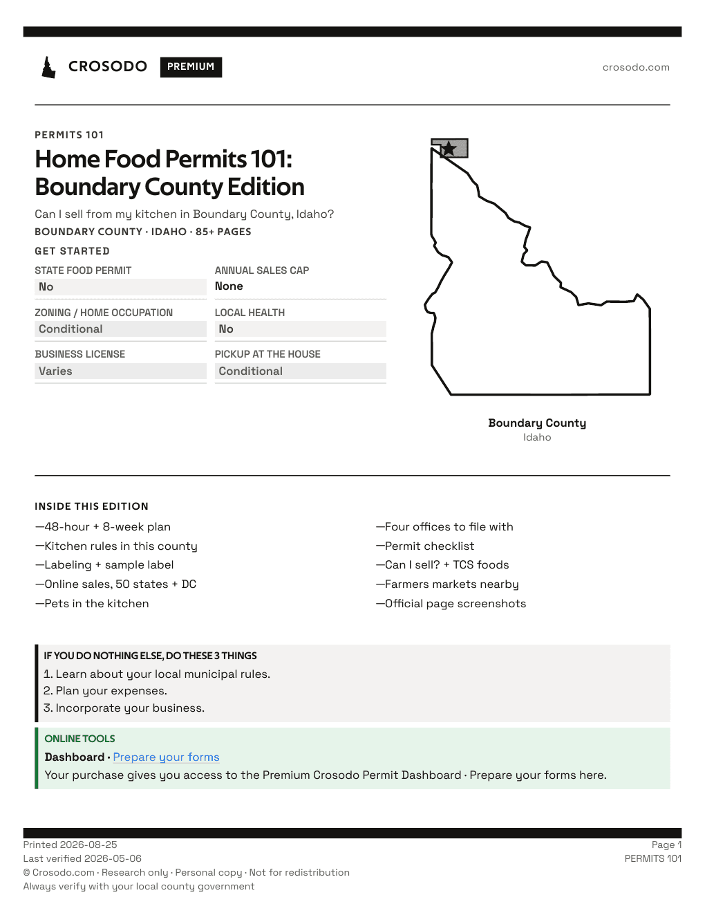 Permit Guide 101 cover for Boundary County