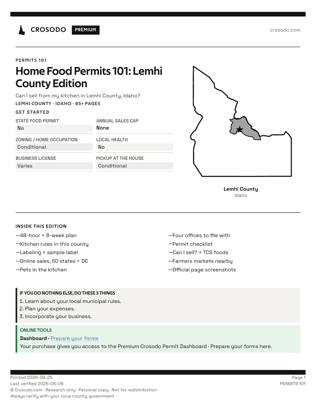 Permit Guide 101 cover for Lemhi County