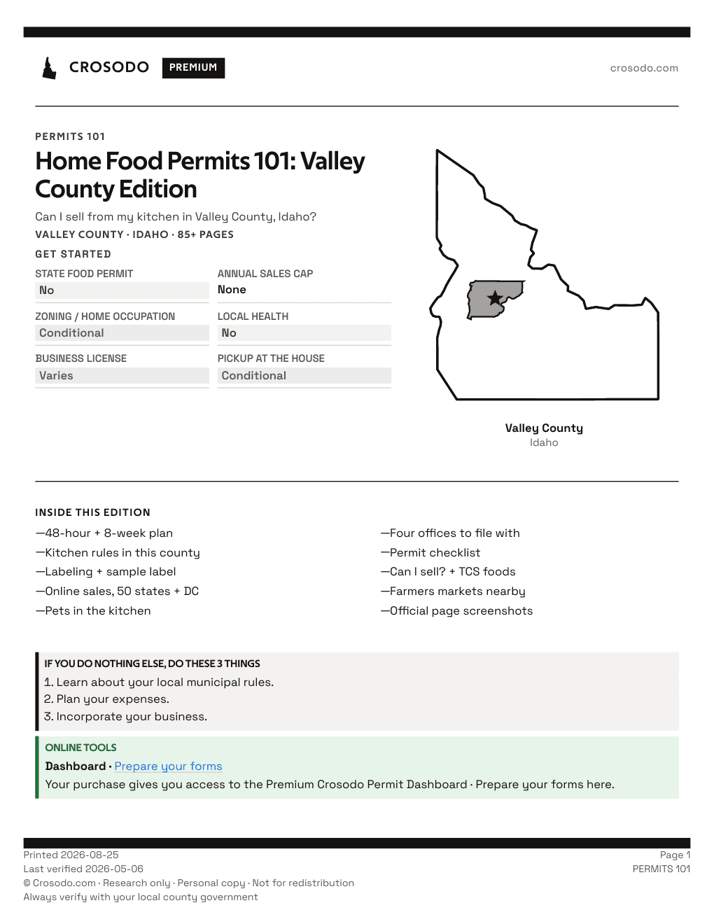 Permit Guide 101 cover for Valley County