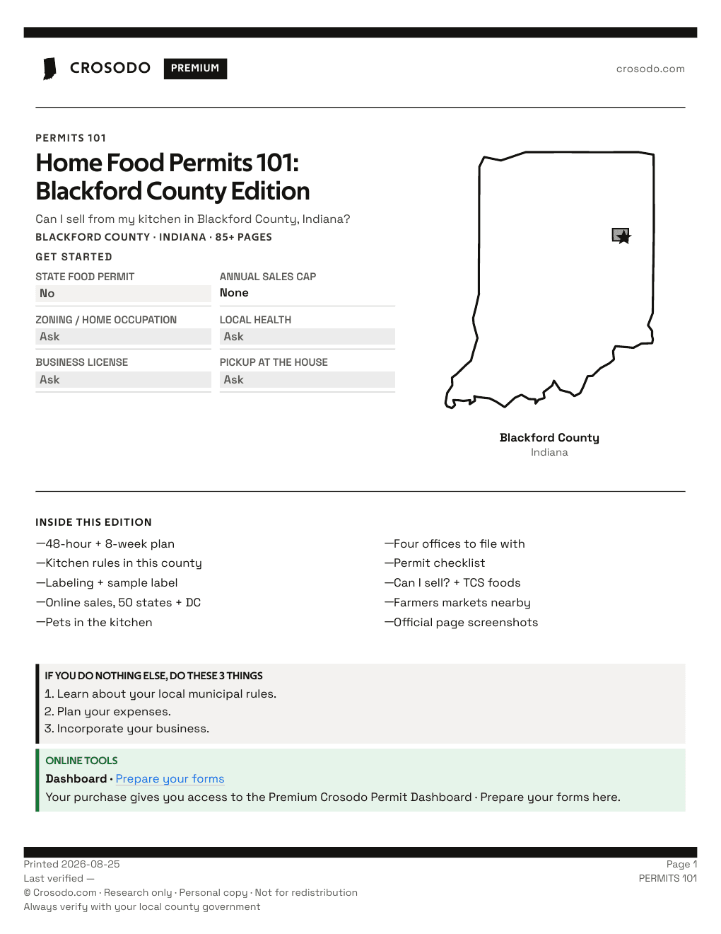 Permit Guide 101 cover for Blackford County