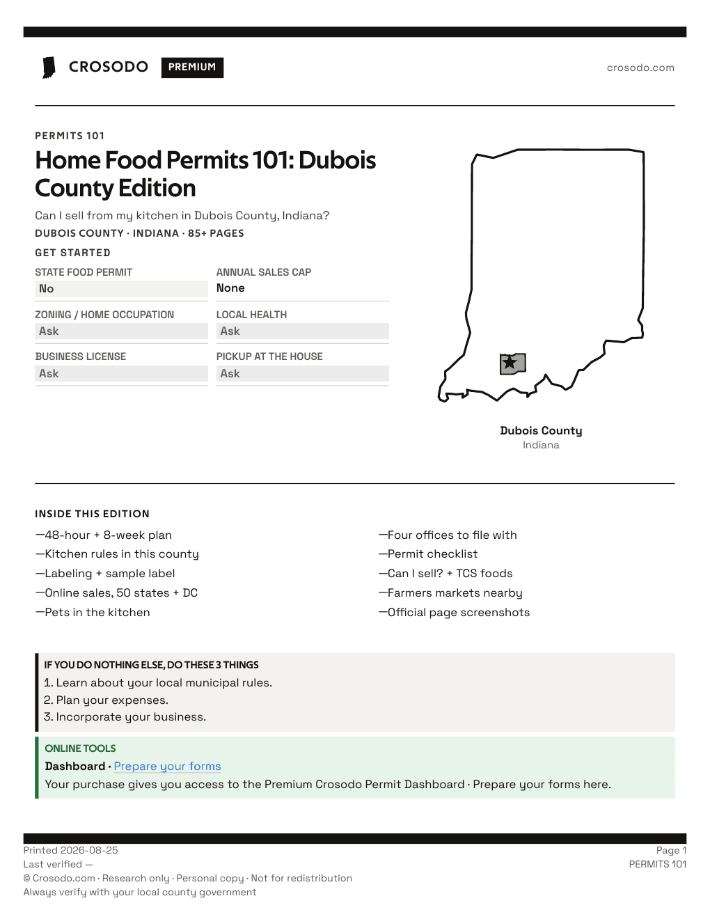 Permit Guide 101 cover for Dubois County