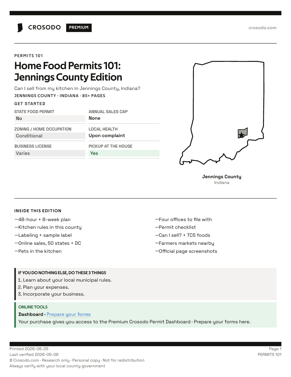 Permit Guide 101 cover for Jennings County